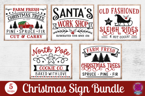 Download Christmas Sign Bundle, 5 Designs - Christmas sign bundle Collection