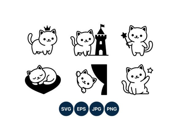 Download Cute Black and White Cat Vector Art - Vector art Collection
