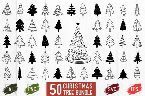 Download Hand Drawn CHRISTMAS TREE Bundle - Christmas tree Collection