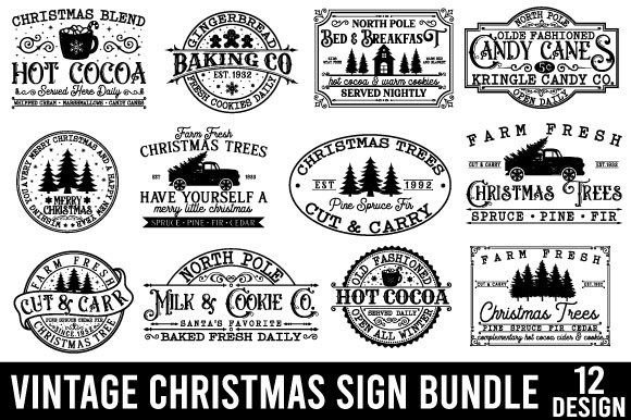 Download Vintage Christmas Sign Bundle - Christmas sign bundle Collection