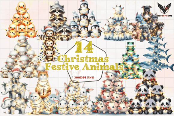 Download Christmas Festive Animals Clipart PNG - Festive animals Collection