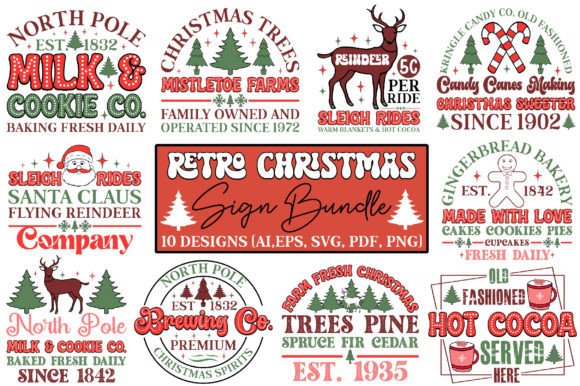 Download Retro Christmas Sign Bundle - Christmas sign bundle Collection