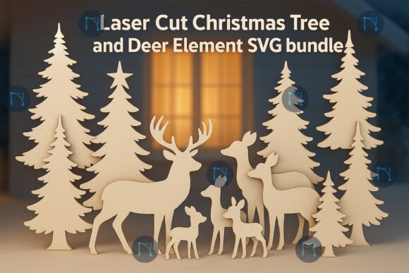 Download Christmas Tree and Deer Element SVG Bund - Christmas tree Collection