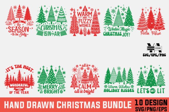 Download Hand Drawn Christmas Tree SVG PNG Bundle - Hand drawn christmas tree svg Collection