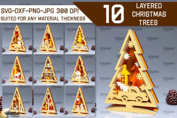 Download Layered Christmas Trees LaserCut Bundle - Christmas tree Collection