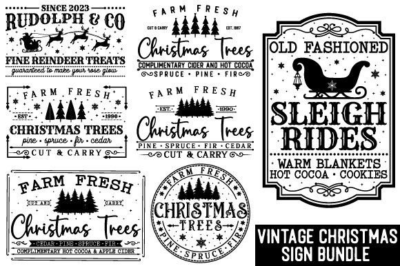 Download Vintage Christmas Sign Bundle - Christmas sign bundle Collection