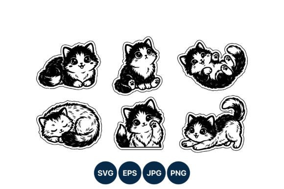 Download Cute Black and White Kitten Vector Art - Vector art Collection